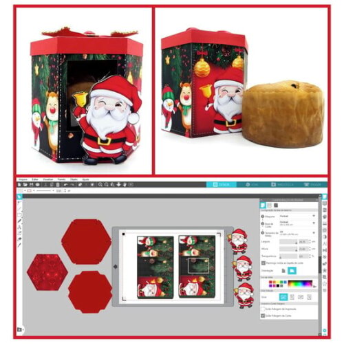 Arquivo Silhouette Caixa Mini Panetone Natal