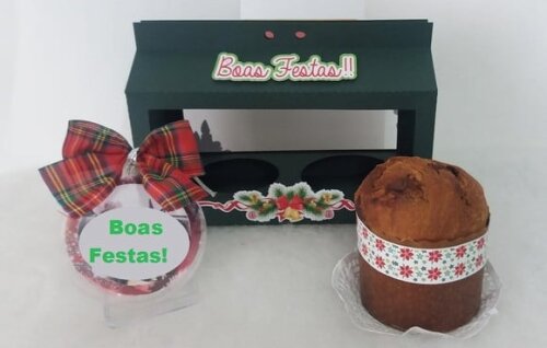 Arquivo Silhouette Caixa Mini Panetone Natal