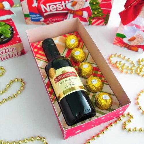 Arquivo Silhouette Caixa Mini Vinho e 05 Doces Natal