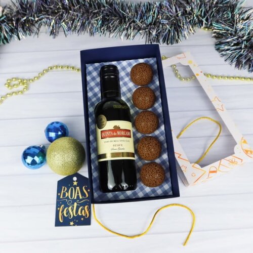 Arquivo Silhouette Caixa Mini Vinho e Doces Ano Natal