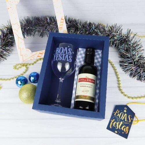 Arquivo Silhouette Caixa Mini Vinho e Taça Ano Novo