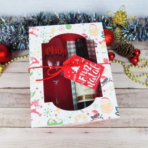 Arquivo Silhouette Caixa Mini Vinho e Taça Natal