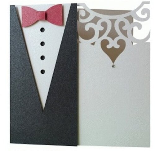 Arquivo Silhouette Cartão Convite Noivos Casamento