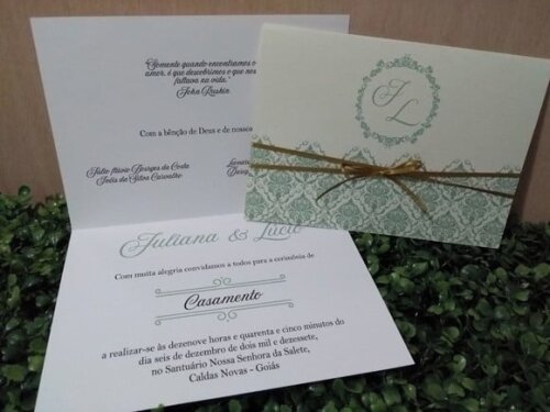 Arquivo Silhouette Convite Casamento Verde Azul Damask