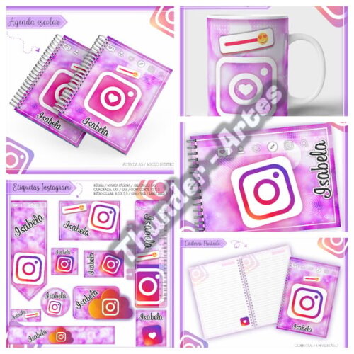 Arquivo Silhouette Etiquetas Agenda Escolar Instagram