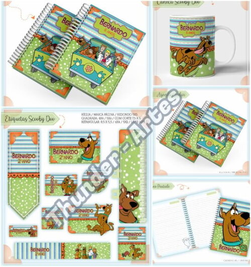 Arquivo Silhouette Etiquetas Agenda Escolar Scooby-doo