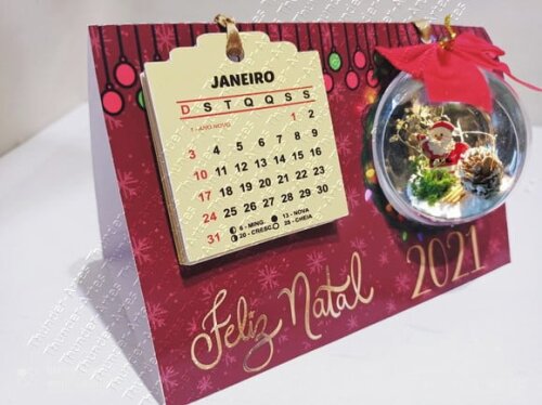 Arquivo Silhouette para Calendário de Mesa com Esfera Natal