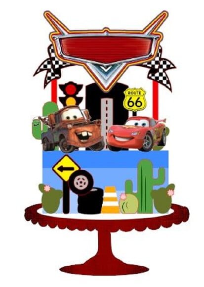 Arquivo Silhouette Topo Bolo Mesversário Carros 2 Arquivos
