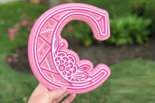 Arquivo Silhouette Topo de Bolo Camadas Letras Mandala