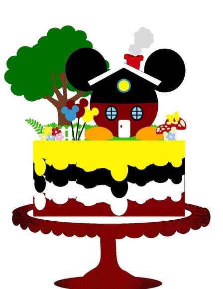Arquivo Silhouette Topo de Bolo Camadas Mickey 2 Arquivos