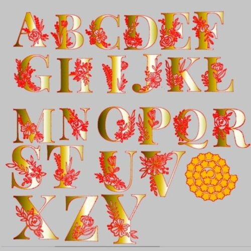Arquivo Silhouette Topo de Bolo Letras Alfabeto Floral