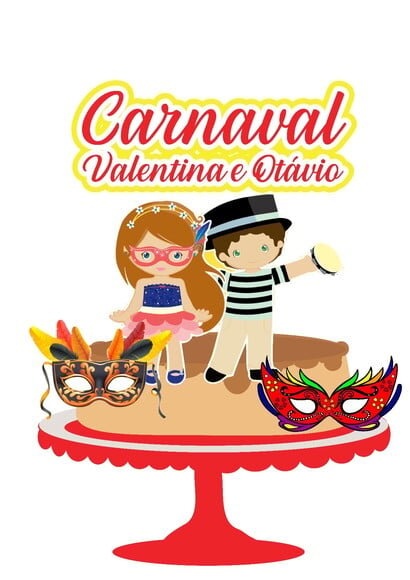 Arquivo Topo de Bolo Camadas Carnaval Bloquinho Infantil