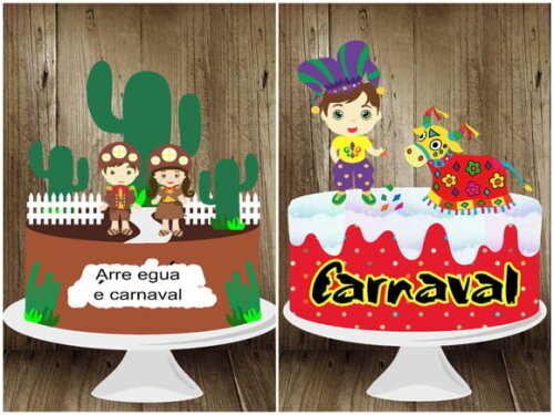 Arquivo Topo de Bolo Camadas Carnaval Infantil Nordeste