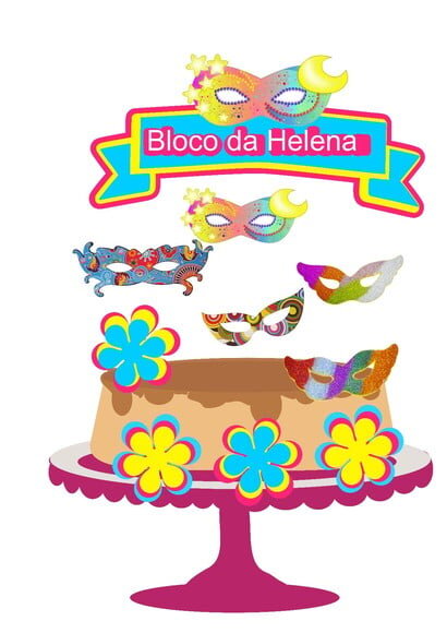 Arquivo Topo de Bolo Camadas Carnaval Mascaras Fantasia