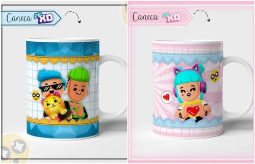 Estampa para Canecas Pkxd Menino e Menina pdf e Png