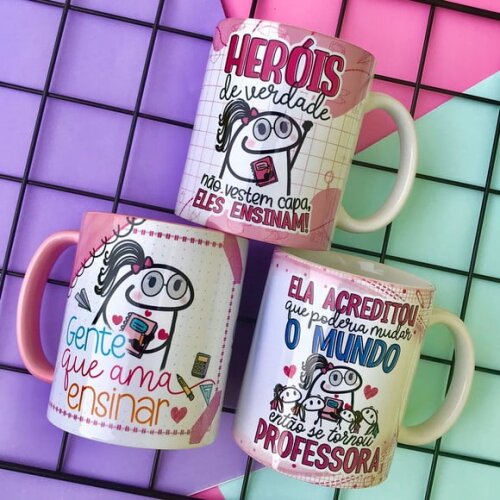 Kit Digital Estampas para Canecas Professores Flork