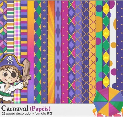 Kit Papel Digital e Elementos Carnaval