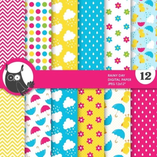 Kit Papel Digital Scrapbook Dia Chuvoso