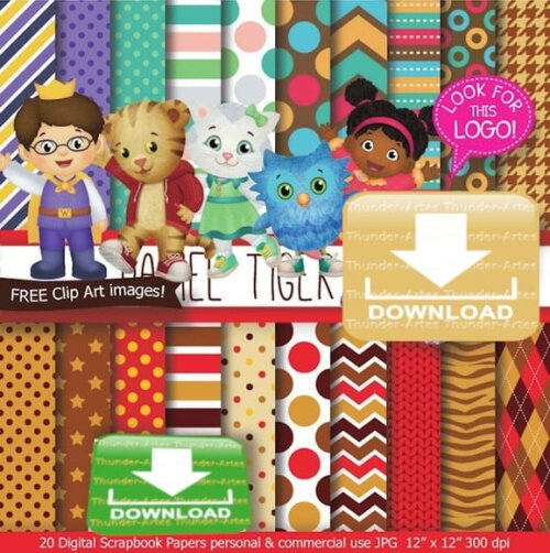 Kit Papel Digital Scrapbook Daniel Tigre