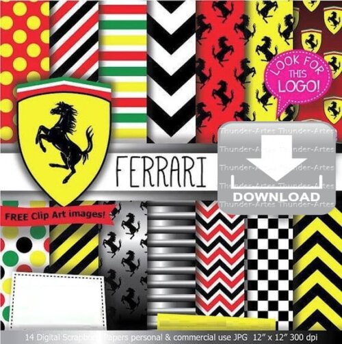 Kit Papel Digital Scrapbook Ferrari