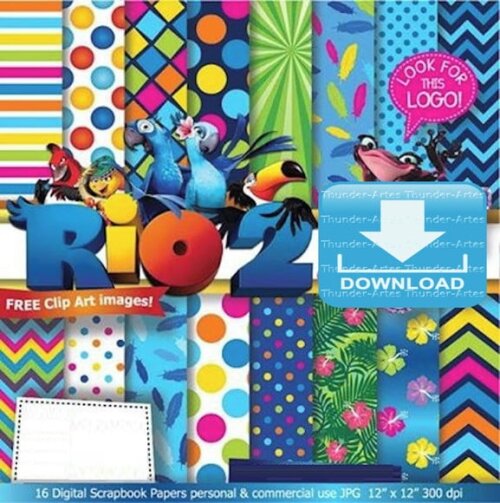 Kit Papel Digital Scrapbook Filme Rio 2