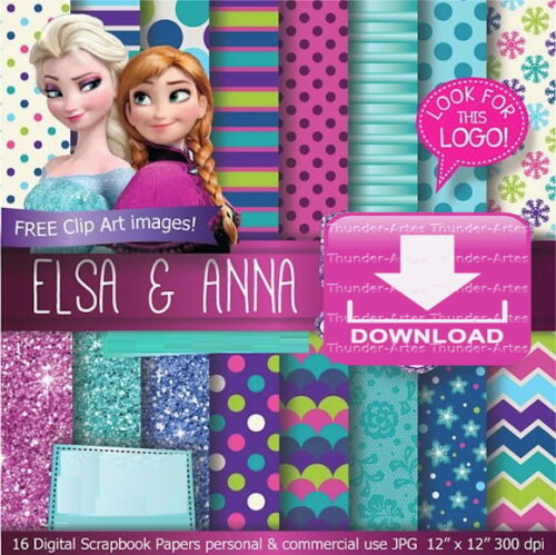 Kit Papel Digital Scrapbook Frozen