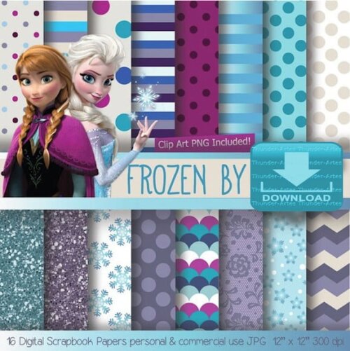 Kit Papel Digital Scrapbook Frozen
