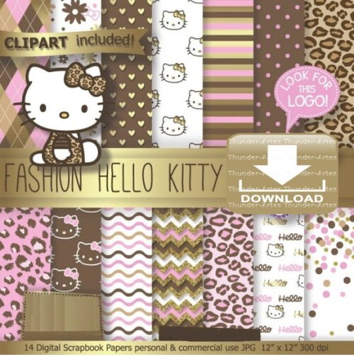 Kit Papel Digital Scrapbook Hello Kitty