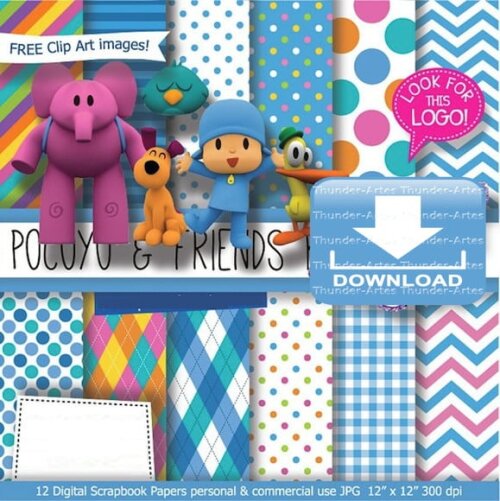 Kit Papel Digital Scrapbook Pocoyo