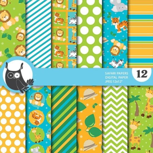 Kit Papel Digital Scrapbook Safari