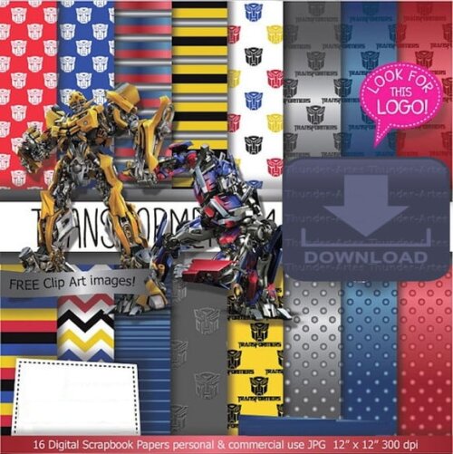 Kit Papel Digital Scrapbook Transformers