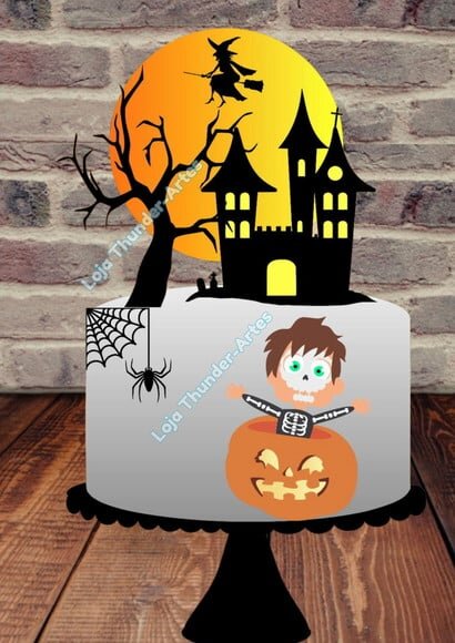 Topo Bolo Camadas Halloween Frankenstein Baby 2 Arquivos