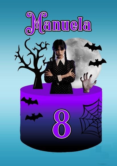 Topo de Bolo (não Camadas) Wandinha Halloween