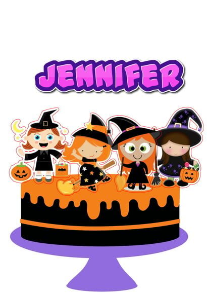 Topo de Bolo Bruxinha Halloween (não Camadas) 2 Arquivos