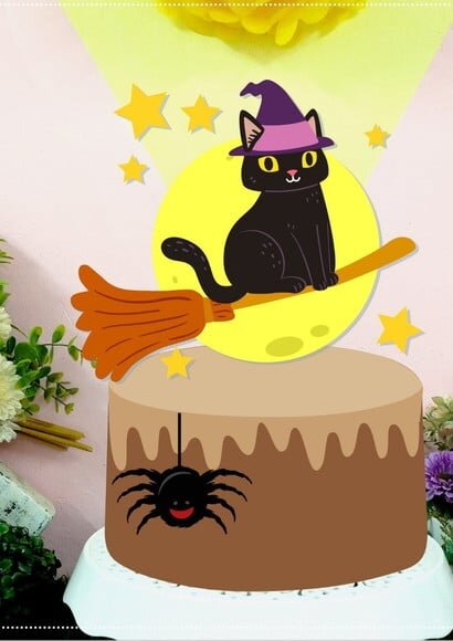 Topo de Bolo Camadas Gatinhos Halloween 2 Arquivos