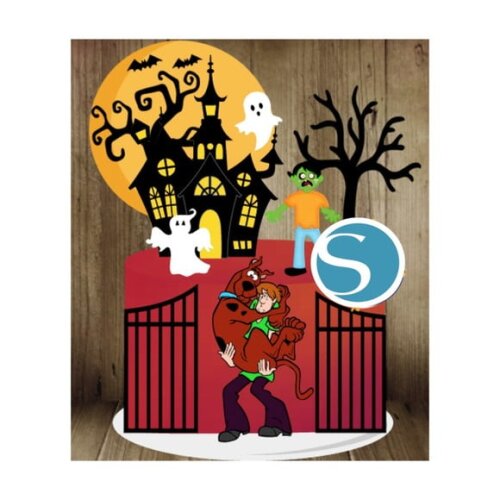 Topo de Bolo Camadas Scooby Doo Halloween Arquivo de Corte