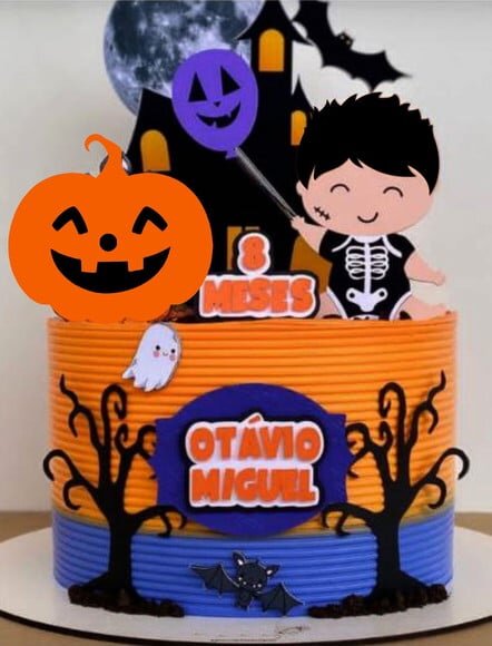 Topo de Bolo Camadas Mesversario Halloween Dias Bruxas 2
