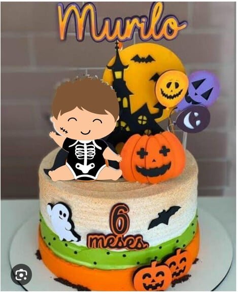 Topo de Bolo Camadas Mesversario Halloween Dias Bruxas 2