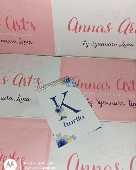 Bloco Capa Dura 10x15 Alfabeto Floral Azul
