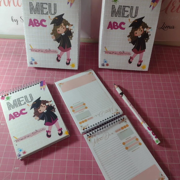 Bloco Capa Dura 10x15 com Caixa e Lápis ou Caneta Abc Format