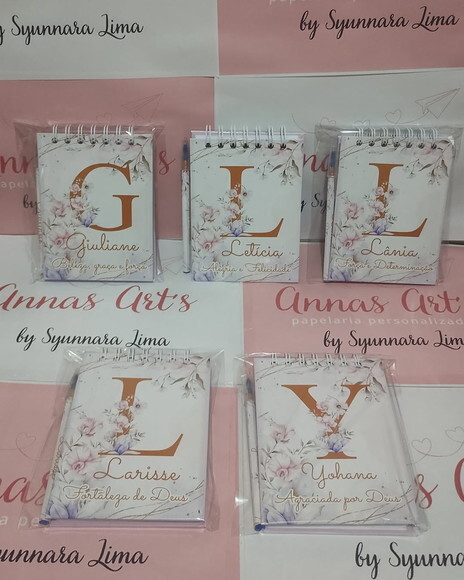 Bloco Capa Dura 10x15 com Caneta ou Lápis Alfabeto Floral Li