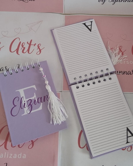 Bloco Capa Dura 10x15 Lilás e Branco