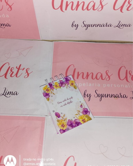 Bloco Capa Dura 8x10 Floral Lilás e Rosa
