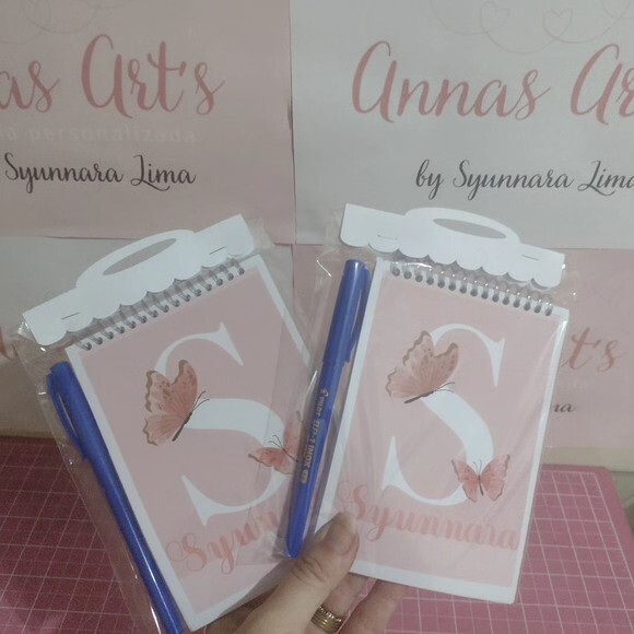 Bloco Capa Mole 10x15 com Caneta ou Lápis Borboletas