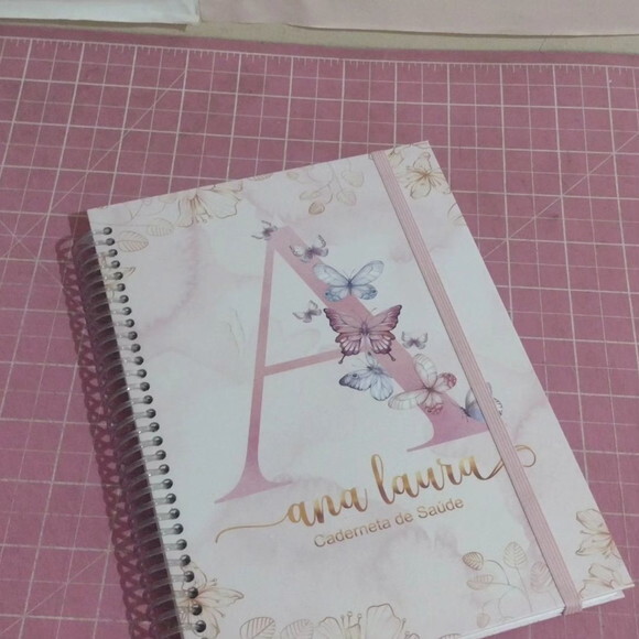 Caderneta de Vacina Alfabeto Floral Rose Gold