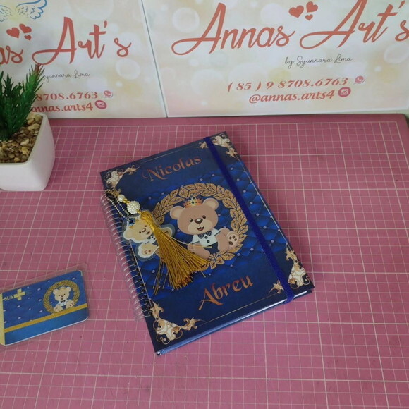 Caderneta de Vacina e Cartão do Sus Urso Realeza Azul Escuro