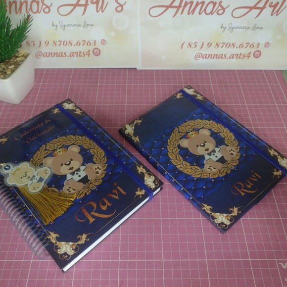 Caderneta de Vacina e Porta Documentos Urso Realeza Azul Esc