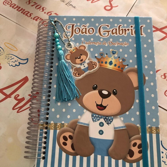 Caderneta de Vacina Urso Realeza Azul Claro