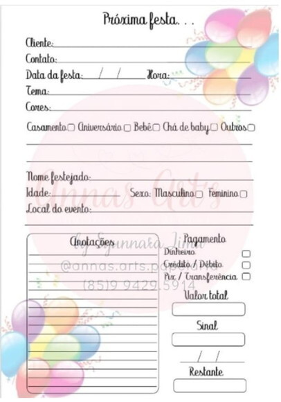 Caderno 15x21 Decoradoras de Festas
