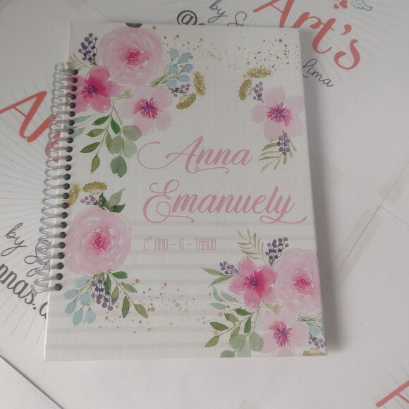 Caderno 15x21 Floral Lilás e Pink